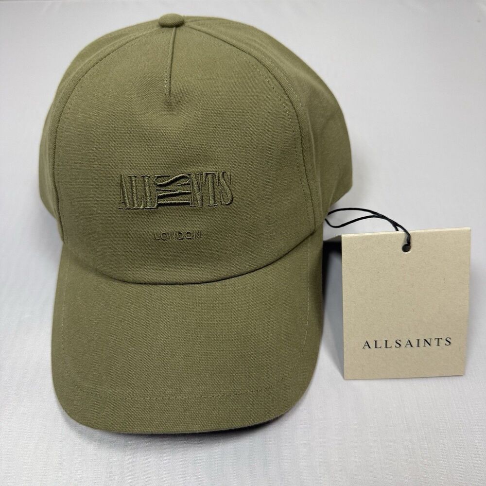 AllSaints Burman Logo BB Cap Olive Green Baseball Hat One Size NWT $65